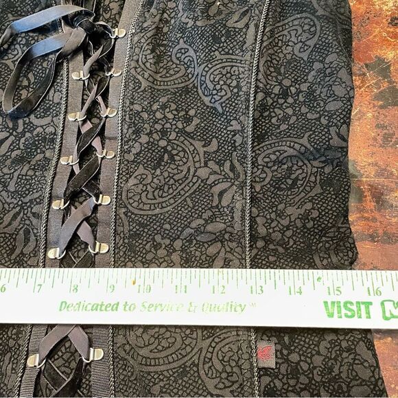 Tripp NYC Vintage Corset Bustier Velvet Damask Lace-Up Goth Victorian X - Picture 8 of 9